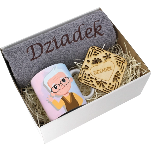 PREZENT DZIEŃ DZIADKA RĘCZNIK KUBEK SUPER DZIADEK