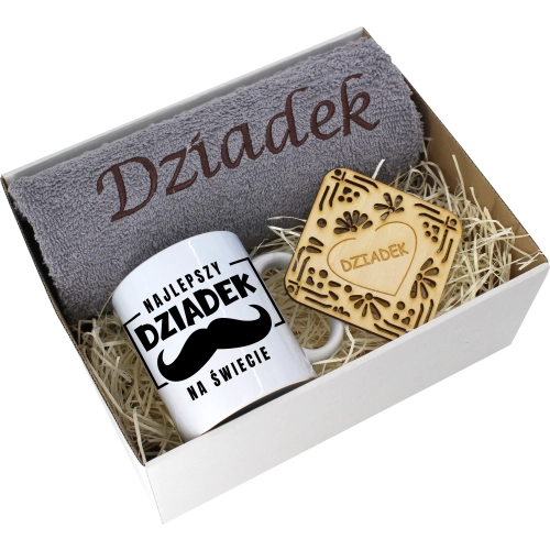 PREZENT DZIEŃ DZIADKA RĘCZNIK KUBEK SUPER DZIADEK
