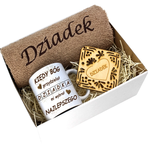 PREZENT DZIEŃ DZIADKA RĘCZNIK KUBEK SUPER DZIADEK