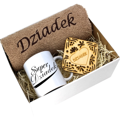 PREZENT DZIEŃ DZIADKA RĘCZNIK KUBEK SUPER DZIADEK