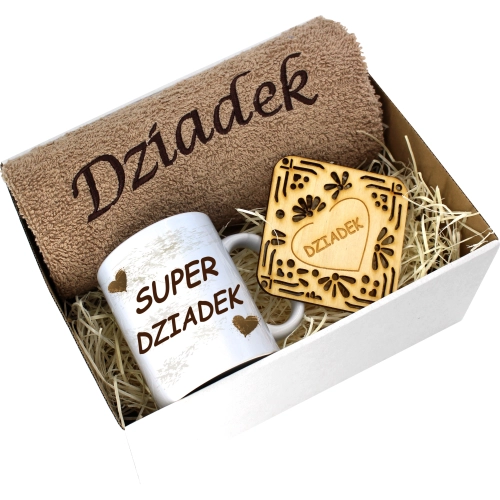 PREZENT DZIEŃ DZIADKA RĘCZNIK KUBEK SUPER DZIADEK