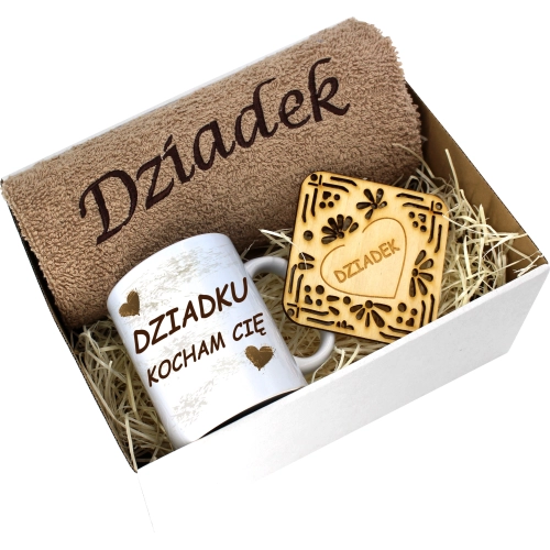 PREZENT DZIEŃ DZIADKA RĘCZNIK KUBEK SUPER DZIADEK