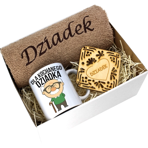 PREZENT DZIEŃ DZIADKA RĘCZNIK KUBEK SUPER DZIADEK