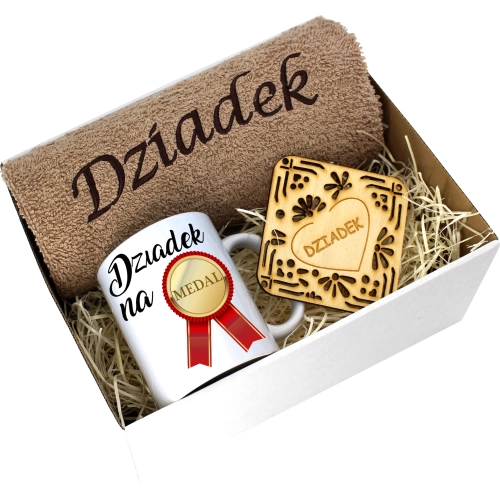 PREZENT DZIEŃ DZIADKA RĘCZNIK KUBEK SUPER DZIADEK