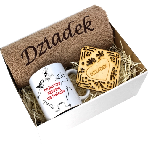 PREZENT DZIEŃ DZIADKA RĘCZNIK KUBEK SUPER DZIADEK