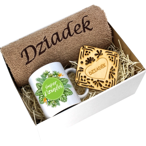 PREZENT DZIEŃ DZIADKA RĘCZNIK KUBEK SUPER DZIADEK