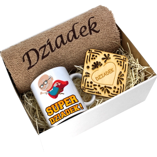 PREZENT DZIEŃ DZIADKA RĘCZNIK KUBEK SUPER DZIADEK