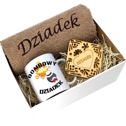 PREZENT DZIEŃ DZIADKA RĘCZNIK KUBEK SUPER DZIADEK