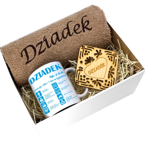 PREZENT DZIEŃ DZIADKA RĘCZNIK KUBEK SUPER DZIADEK