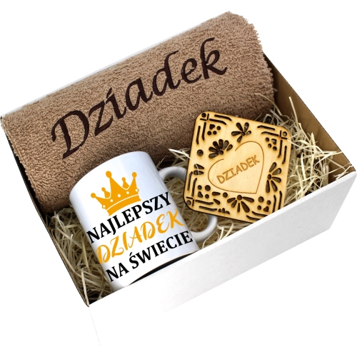 PREZENT DZIEŃ DZIADKA RĘCZNIK KUBEK SUPER DZIADEK