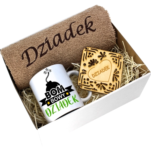 PREZENT DZIEŃ DZIADKA RĘCZNIK KUBEK SUPER DZIADEK