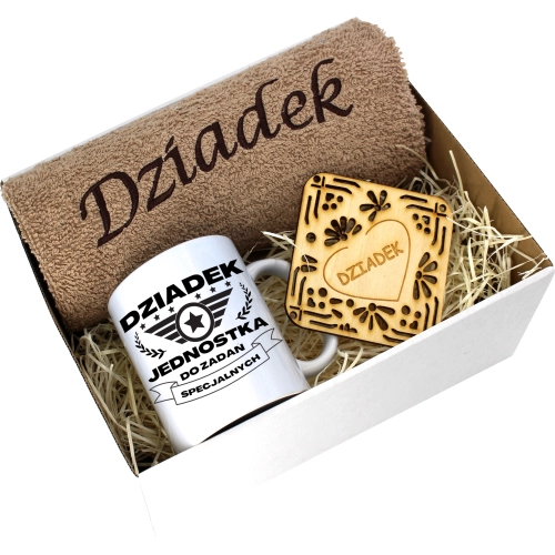 PREZENT DZIEŃ DZIADKA RĘCZNIK KUBEK SUPER DZIADEK