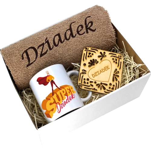 PREZENT DZIEŃ DZIADKA RĘCZNIK KUBEK SUPER DZIADEK