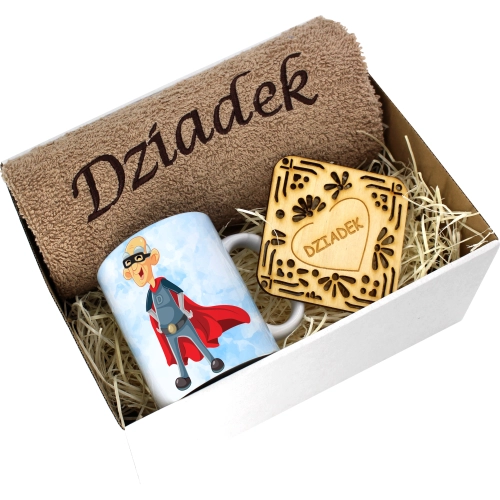 PREZENT DZIEŃ DZIADKA RĘCZNIK KUBEK SUPER DZIADEK