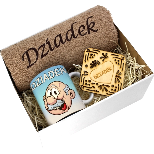 PREZENT DZIEŃ DZIADKA RĘCZNIK KUBEK SUPER DZIADEK