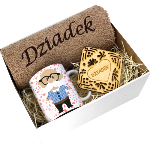 PREZENT DZIEŃ DZIADKA RĘCZNIK KUBEK SUPER DZIADEK