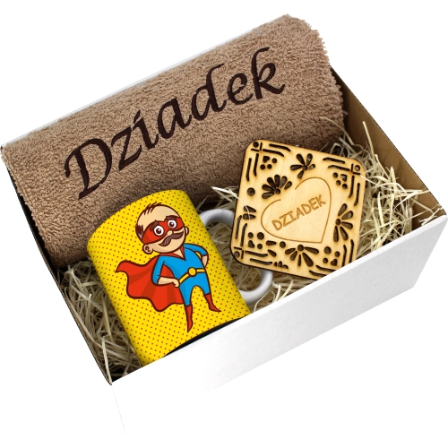 PREZENT DZIEŃ DZIADKA RĘCZNIK KUBEK SUPER DZIADEK