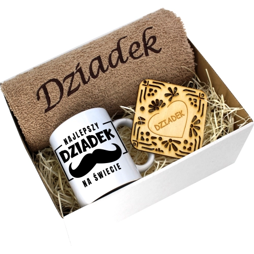PREZENT DZIEŃ DZIADKA RĘCZNIK KUBEK SUPER DZIADEK