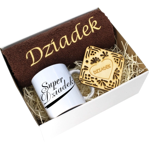 PREZENT DZIEŃ DZIADKA RĘCZNIK KUBEK SUPER DZIADEK