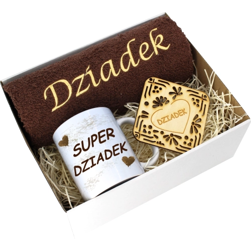 PREZENT DZIEŃ DZIADKA RĘCZNIK KUBEK SUPER DZIADEK