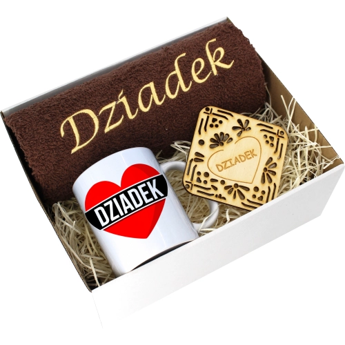 PREZENT DZIEŃ DZIADKA RĘCZNIK KUBEK SUPER DZIADEK