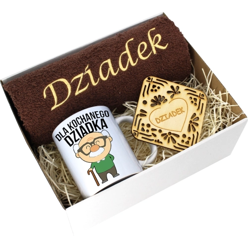 PREZENT DZIEŃ DZIADKA RĘCZNIK KUBEK SUPER DZIADEK