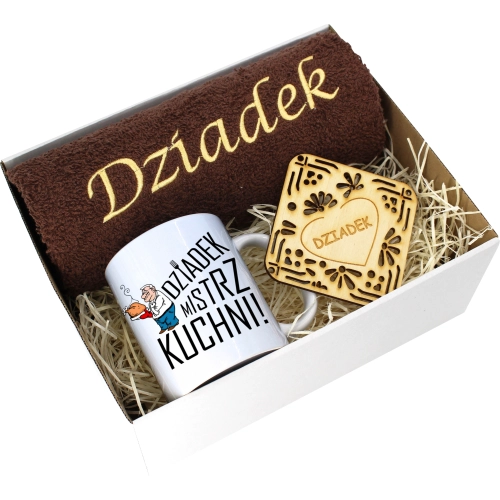 PREZENT DZIEŃ DZIADKA RĘCZNIK KUBEK SUPER DZIADEK