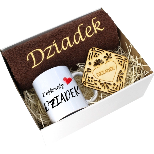 PREZENT DZIEŃ DZIADKA RĘCZNIK KUBEK SUPER DZIADEK