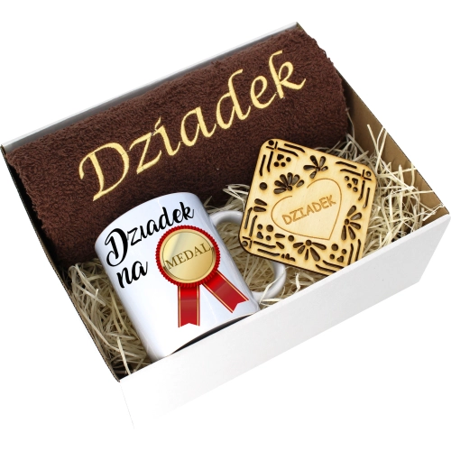 PREZENT DZIEŃ DZIADKA RĘCZNIK KUBEK SUPER DZIADEK