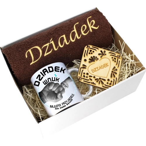 PREZENT DZIEŃ DZIADKA RĘCZNIK KUBEK SUPER DZIADEK