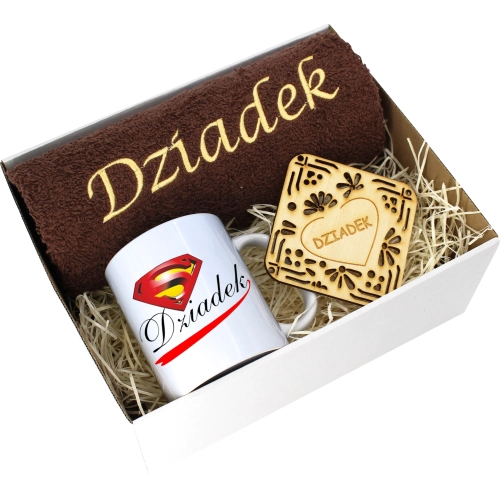 PREZENT DZIEŃ DZIADKA RĘCZNIK KUBEK SUPER DZIADEK