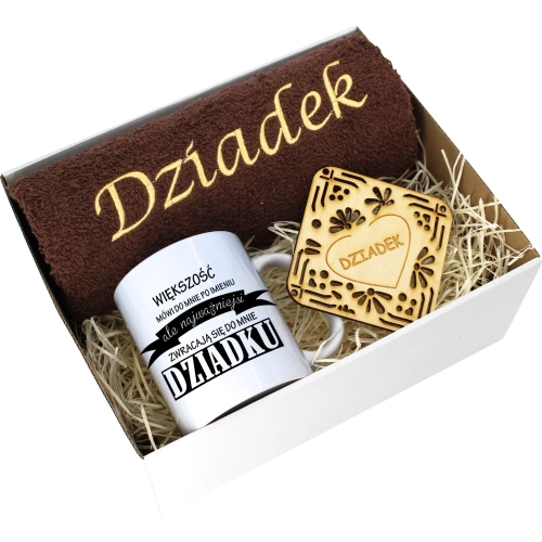 PREZENT DZIEŃ DZIADKA RĘCZNIK KUBEK SUPER DZIADEK