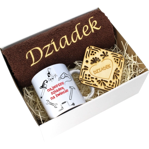 PREZENT DZIEŃ DZIADKA RĘCZNIK KUBEK SUPER DZIADEK