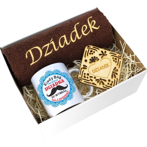 PREZENT DZIEŃ DZIADKA RĘCZNIK KUBEK SUPER DZIADEK