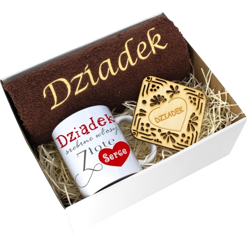PREZENT DZIEŃ DZIADKA RĘCZNIK KUBEK SUPER DZIADEK