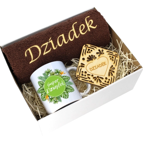 PREZENT DZIEŃ DZIADKA RĘCZNIK KUBEK SUPER DZIADEK