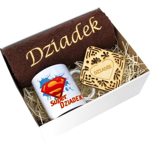 PREZENT DZIEŃ DZIADKA RĘCZNIK KUBEK SUPER DZIADEK
