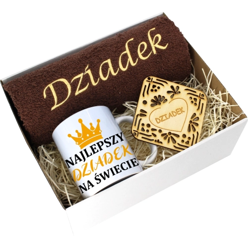 PREZENT DZIEŃ DZIADKA RĘCZNIK KUBEK SUPER DZIADEK