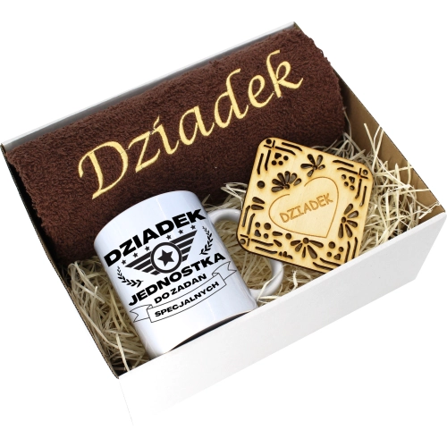 PREZENT DZIEŃ DZIADKA RĘCZNIK KUBEK SUPER DZIADEK