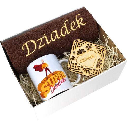 PREZENT DZIEŃ DZIADKA RĘCZNIK KUBEK SUPER DZIADEK