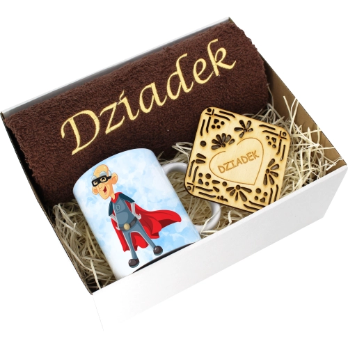 PREZENT DZIEŃ DZIADKA RĘCZNIK KUBEK SUPER DZIADEK