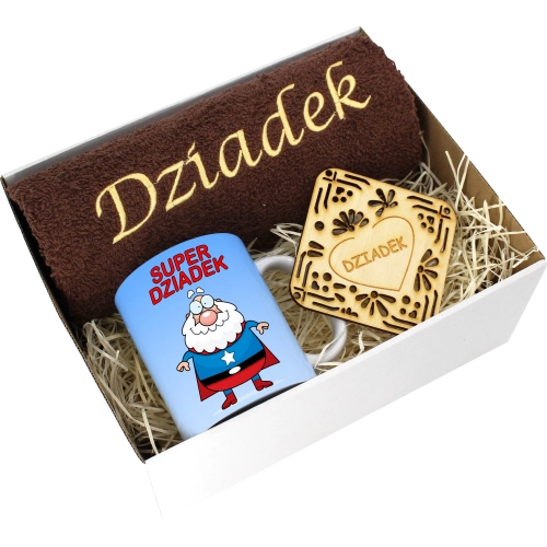 PREZENT DZIEŃ DZIADKA RĘCZNIK KUBEK SUPER DZIADEK