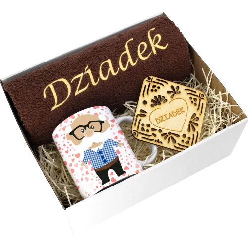 PREZENT DZIEŃ DZIADKA RĘCZNIK KUBEK SUPER DZIADEK