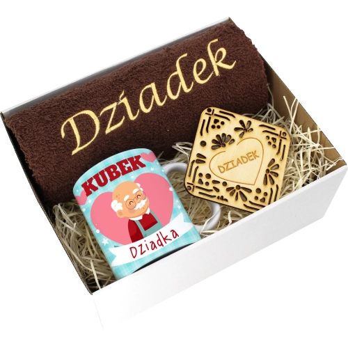 PREZENT DZIEŃ DZIADKA RĘCZNIK KUBEK SUPER DZIADEK