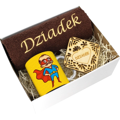 PREZENT DZIEŃ DZIADKA RĘCZNIK KUBEK SUPER DZIADEK