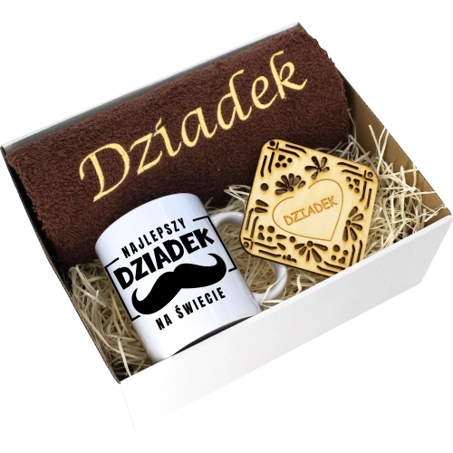 PREZENT DZIEŃ DZIADKA RĘCZNIK KUBEK SUPER DZIADEK