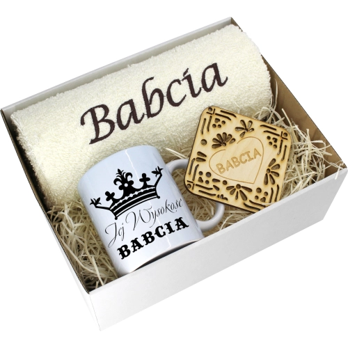 PREZENT DZIEŃ BABCI RĘCZNIK KUBEK SUPER BABCIA