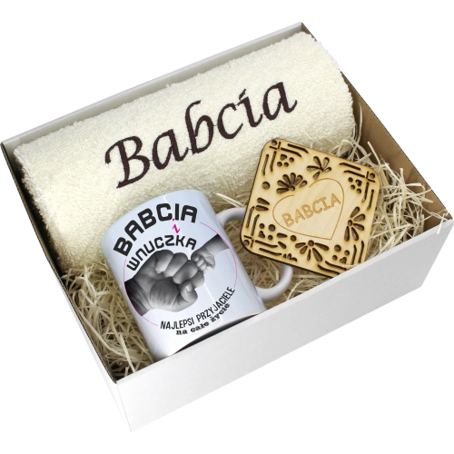 PREZENT DZIEŃ BABCI RĘCZNIK KUBEK SUPER BABCIA
