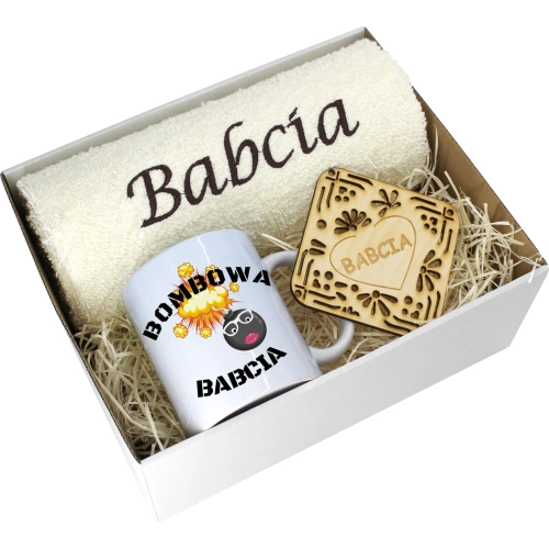 PREZENT DZIEŃ BABCI RĘCZNIK KUBEK SUPER BABCIA