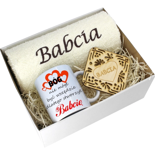 PREZENT DZIEŃ BABCI RĘCZNIK KUBEK SUPER BABCIA